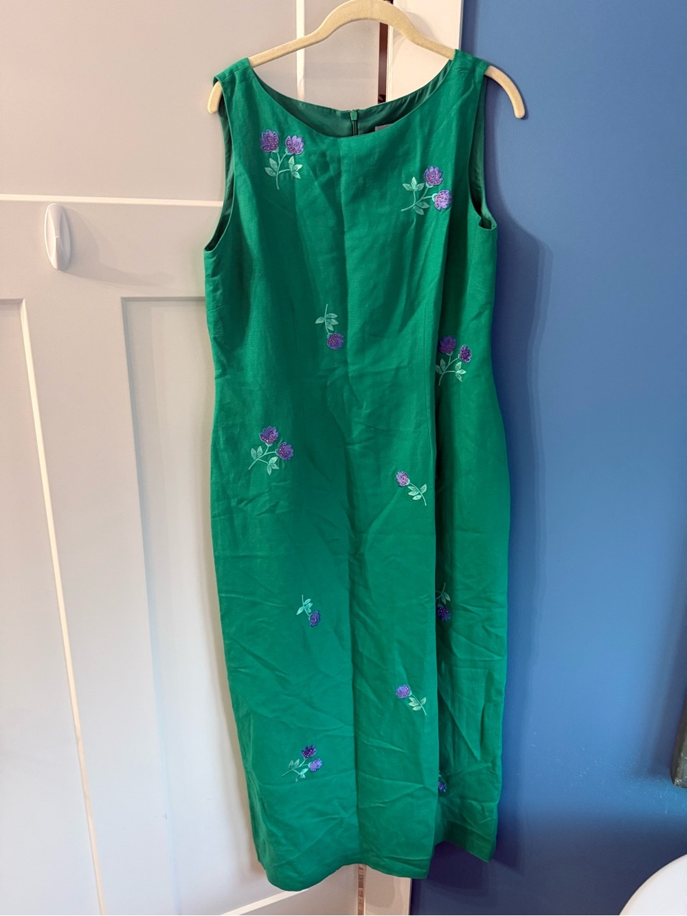Jessica Howard Green Sleeveless Embroidered Maxi Dress